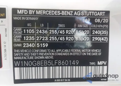 2020 Mercedes-Benz Glc 300 4Matic from USA, damaged, VIN W1N0G8EB5LF860149